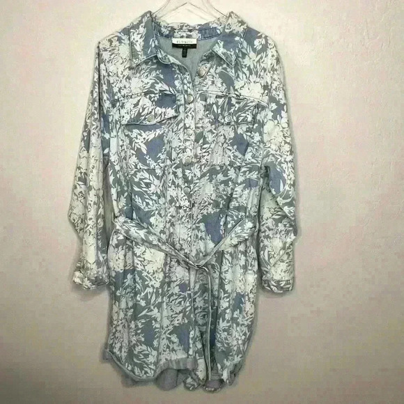 Eloquii Elements Floral Denim Romper 22 - Picture 4 of 12